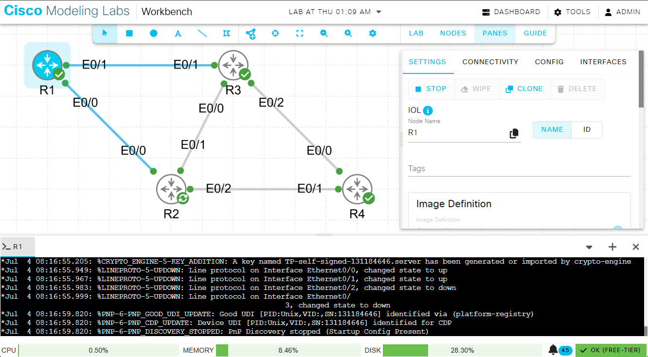 Cisco Modeling Labs (CML) offers a more realistic simulation, perfect for validating concepts learned in Packet Tracer.